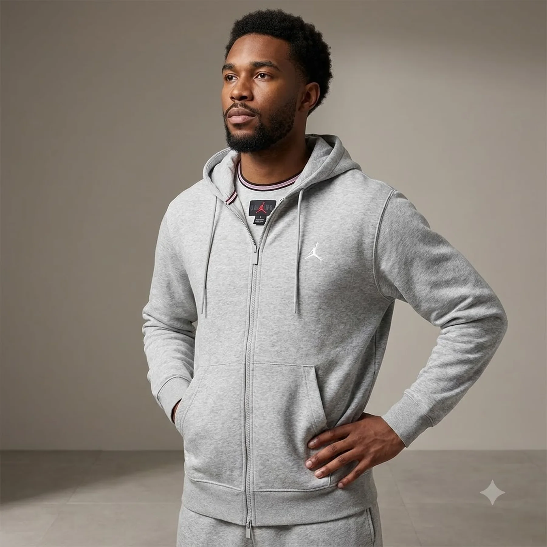 Air Jordan Brooklyn Full-Zip Hoodie 'Grey Heather/White'