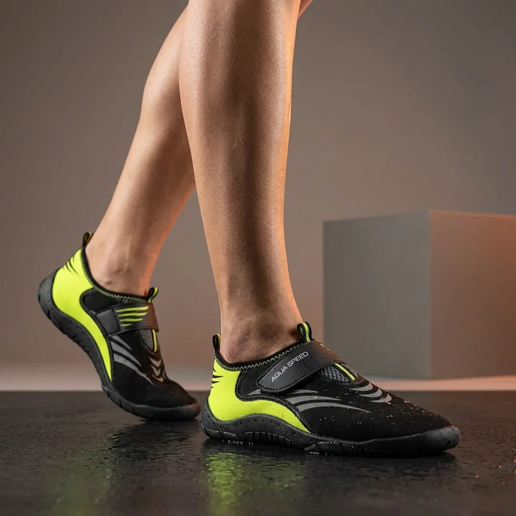 Аквашузи Aqua Speed AQUA SHOE MODEL 27A 7595 чорний, сірий, флуоресцентний жовтий Уні 35