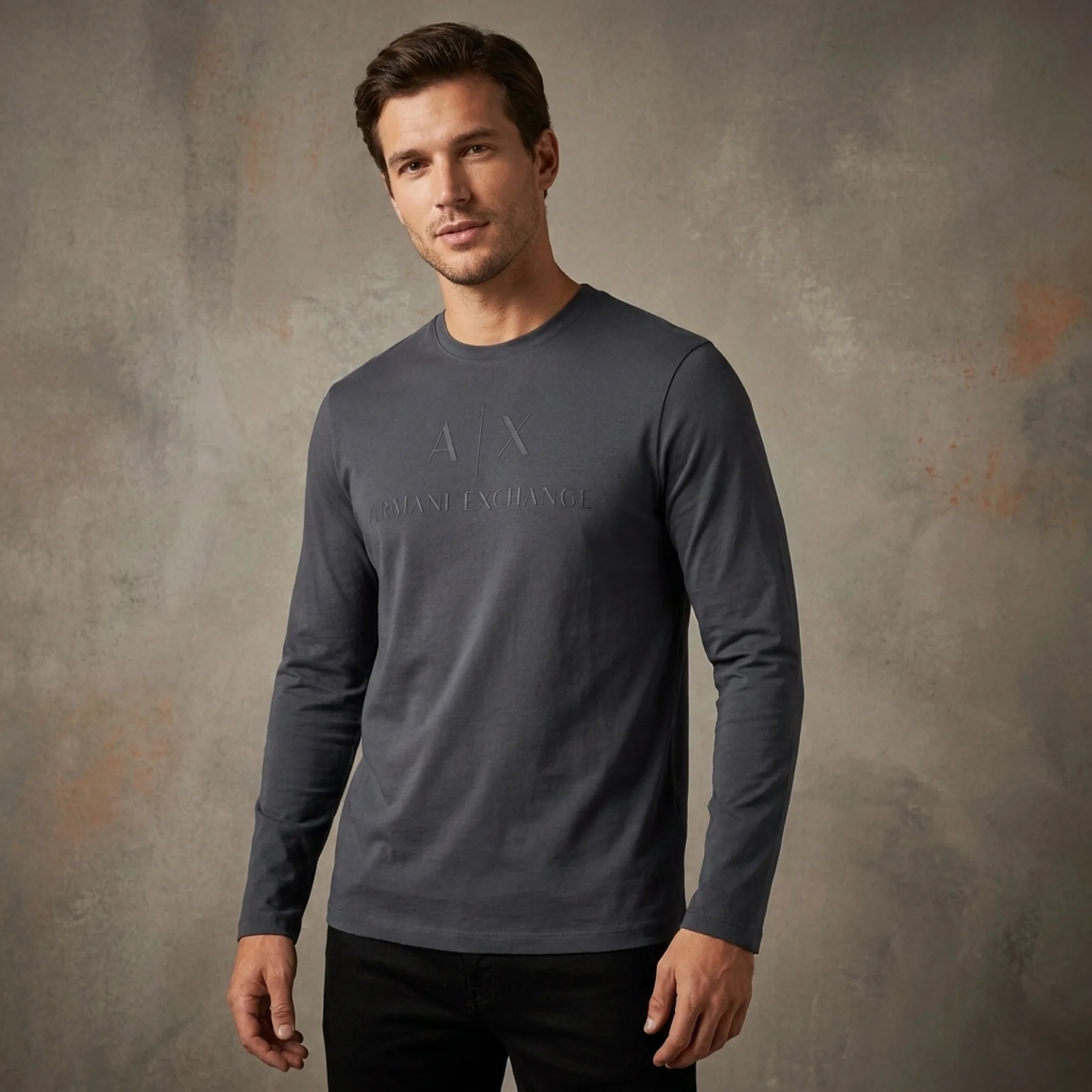 Базовий лонгслів Armani Exchange з логотипом 1159851018 (Синій S)