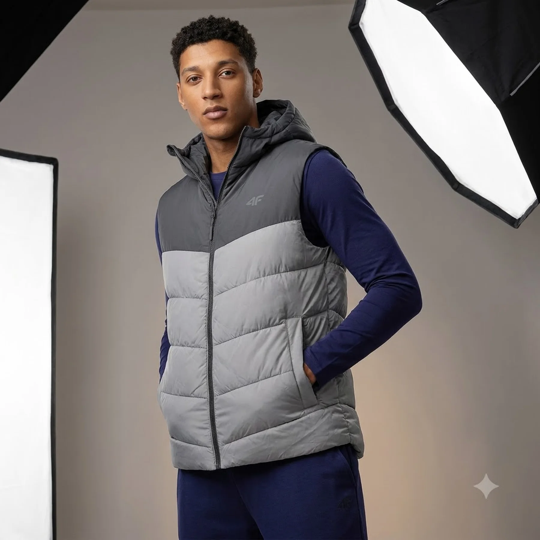 Безрукавка synthetic-fill down vest 4FWSS24TVJAM100-27S 4F XXL Сірий