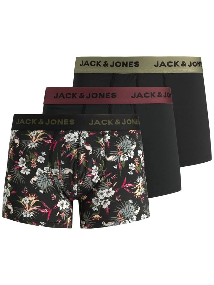 Білизна 3шт JACFLOWER MICROFIBER 3 PACK 12194284-Black-Detail:Black Jack & Jones S Чорний