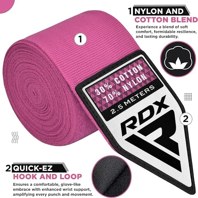 Бинти RDX HAND WRAPS 2.5 METER рожевий 2,5 м (HWJ-RP)