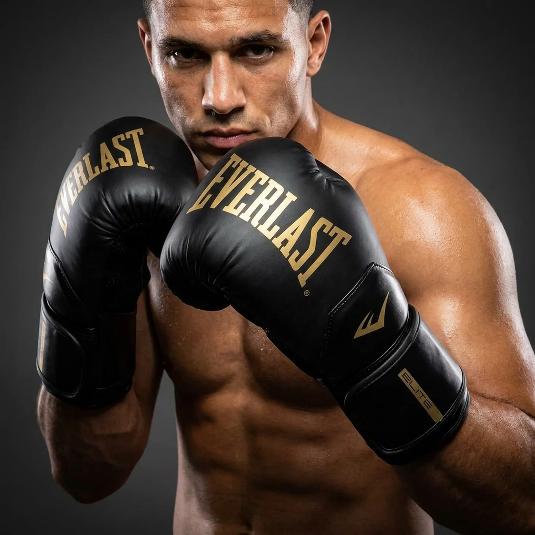 Боксерські рукавиці Everlast ELITE 2 BOXING GLOVES чорний, золотий 14 унцій (P00003272)