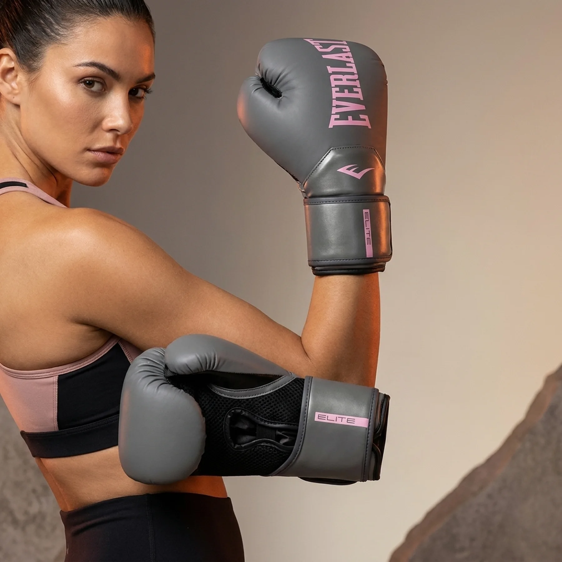 Боксерські рукавиці Everlast ELITE 2 BOXING GLOVES сірий, рожевий 12 унцій (P00003311)