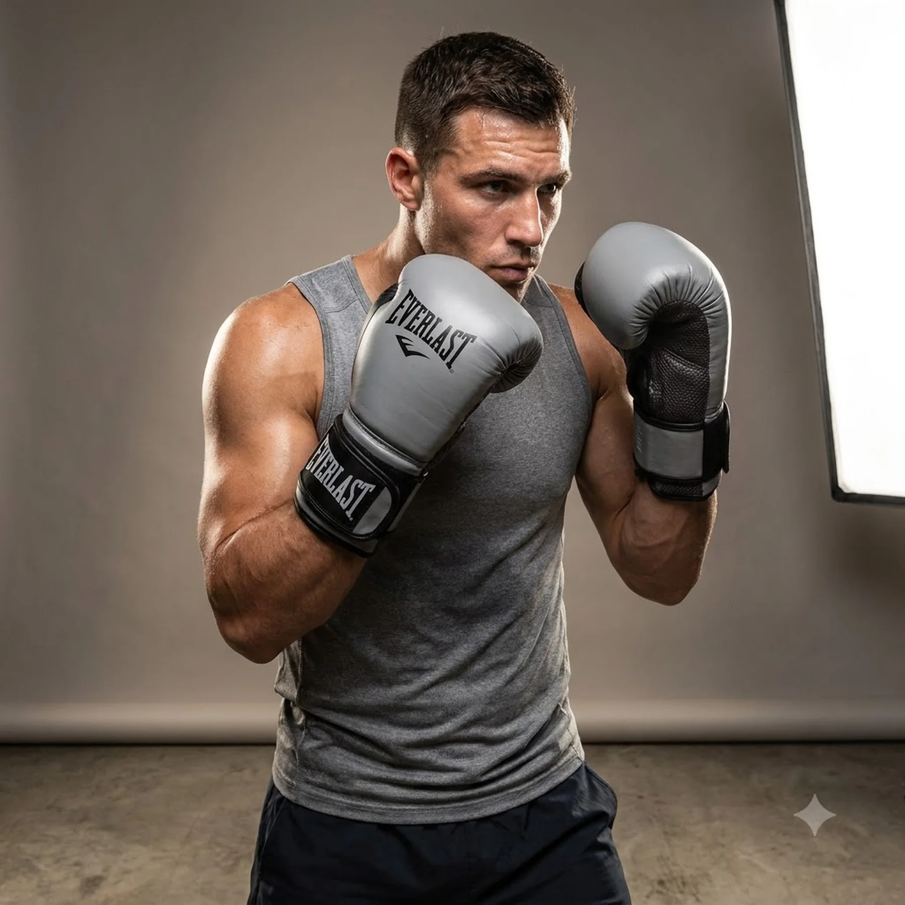 Боксерські рукавиці Everlast POWERLOCK 2R TRAINING GLOVE сірий, чорний Уні 16 унцій (P00002307)