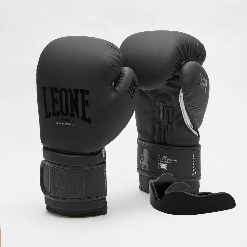 Боксерські рукавиці Leone GN059 Black/White 12 унцій (капу в комплекті)