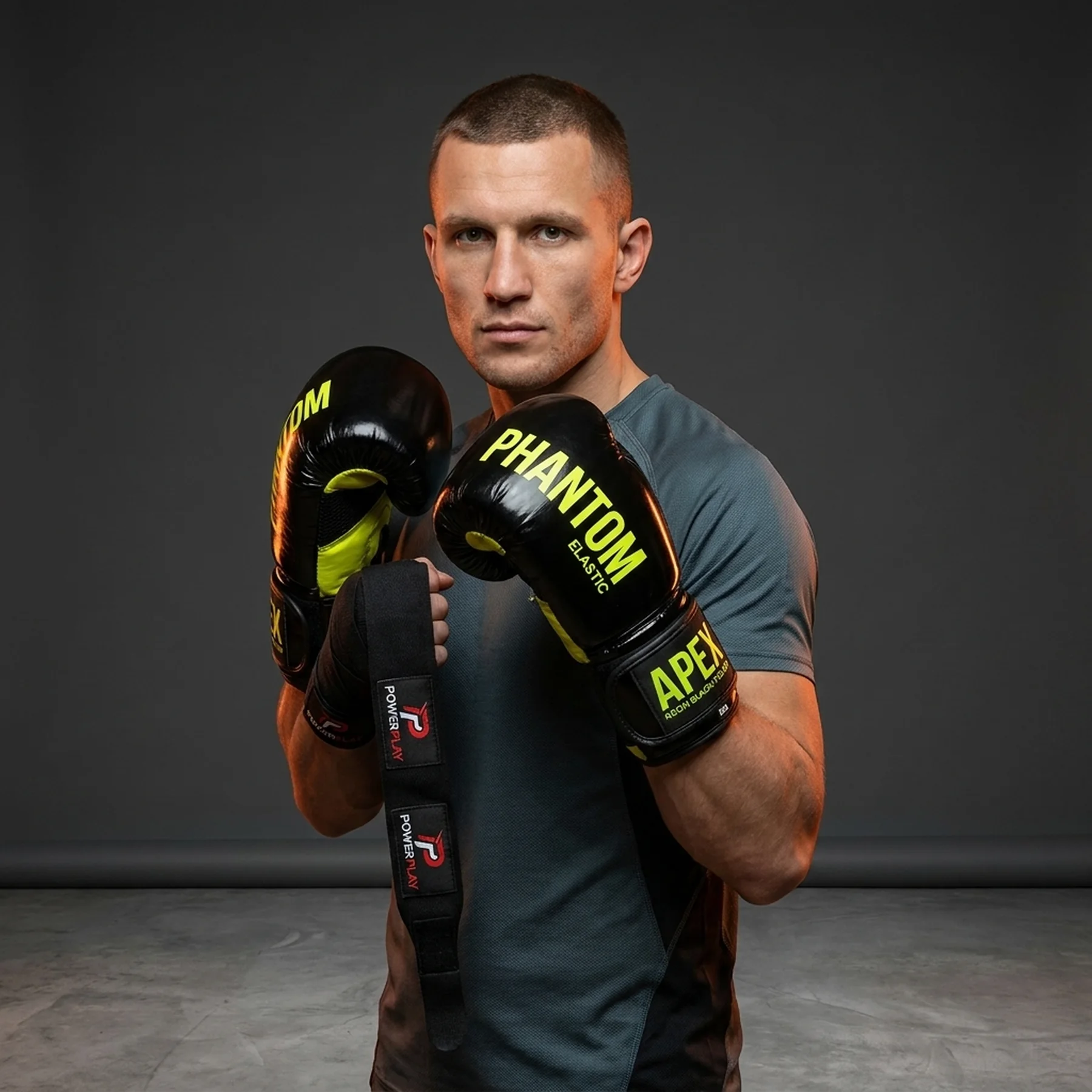 Боксерські рукавиці Phantom APEX Elastic Neon Black/Yellow 14 унцій (Бинти 4м. в подарунок)