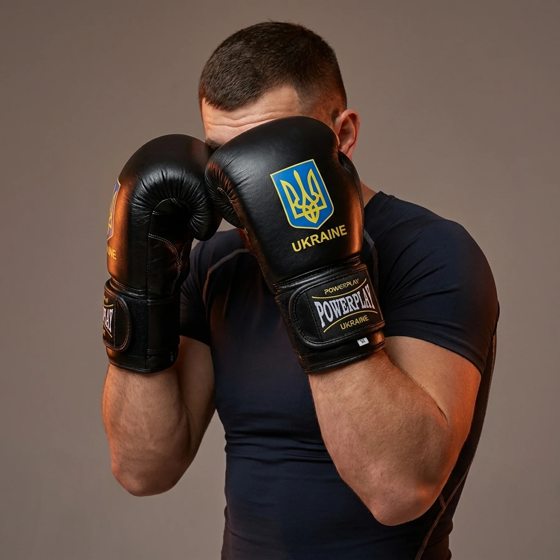 Боксерські рукавиці PowerPlay 3021 Ukraine Чорні 14 унцій
