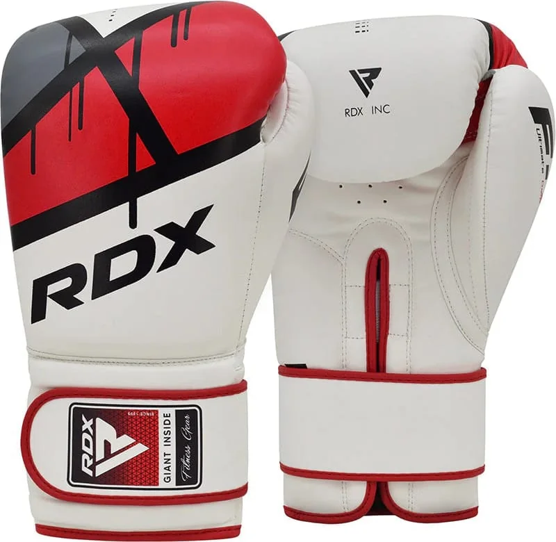 Боксерські рукавиці RDX BOXING GLOVES BGR-F7 білий, червоний 10 унцій (BGR-F7R)