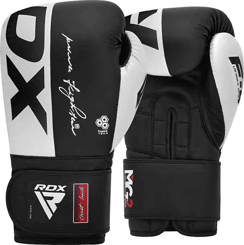 Боксерські рукавиці RDX BOXING GLOVES REX F4 чорний, білий 10 унцій (BGR-F4B)