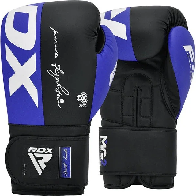 Боксерські рукавиці RDX F4 Boxing Sparring Gloves Hook&Loop BLUE/BLACK 10 унцій (капа у комплекті) — Аксесуари