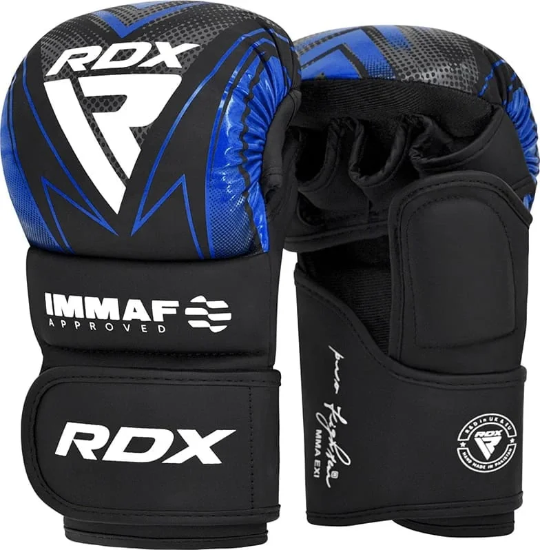 Боксерські рукавиці RDX GRAPPLING GLOVES SHOOTER IMMAF-1 чорний, синій S (GSR-IMF-1U)