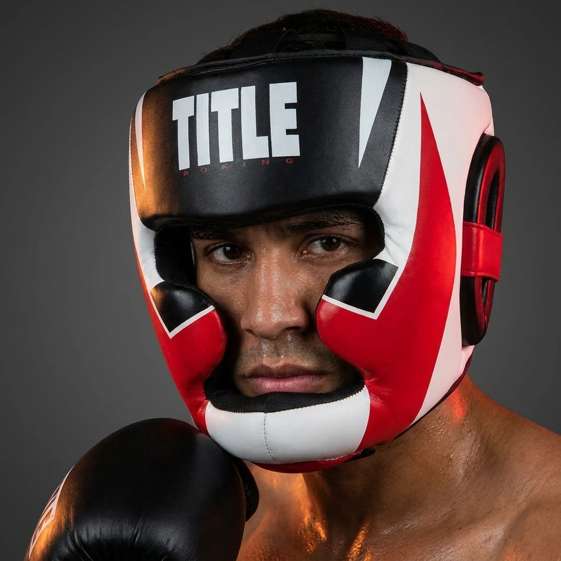 Боксерський шолом TITLE MMA Command Full Black/Red/White L (капа в комплекті)