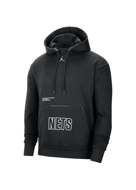Бомбер чоловічий Nike Brooklyn Nets Courtside Statement Edition Mens Nba Fleece Pullover Hoodie Black (DR6997-010) — Одяг