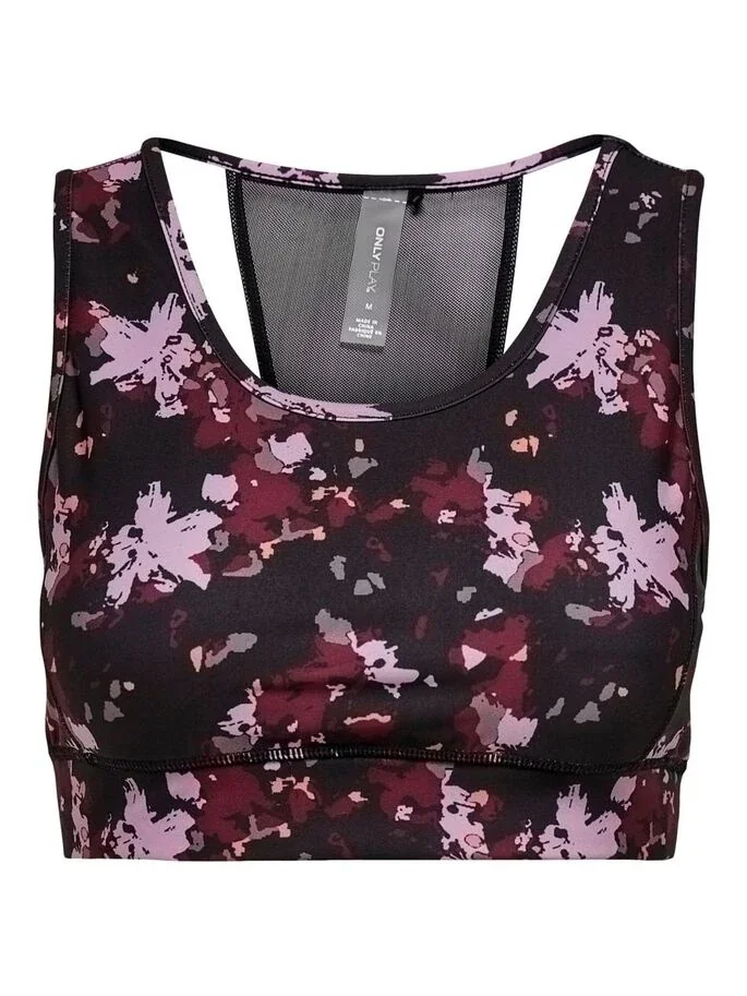 Бра ONPNAMO AOP SPORTS BRA 15236714-Black-AOP:w. Smoky Grape & Zinfandel AOP Only Play XS Чорний