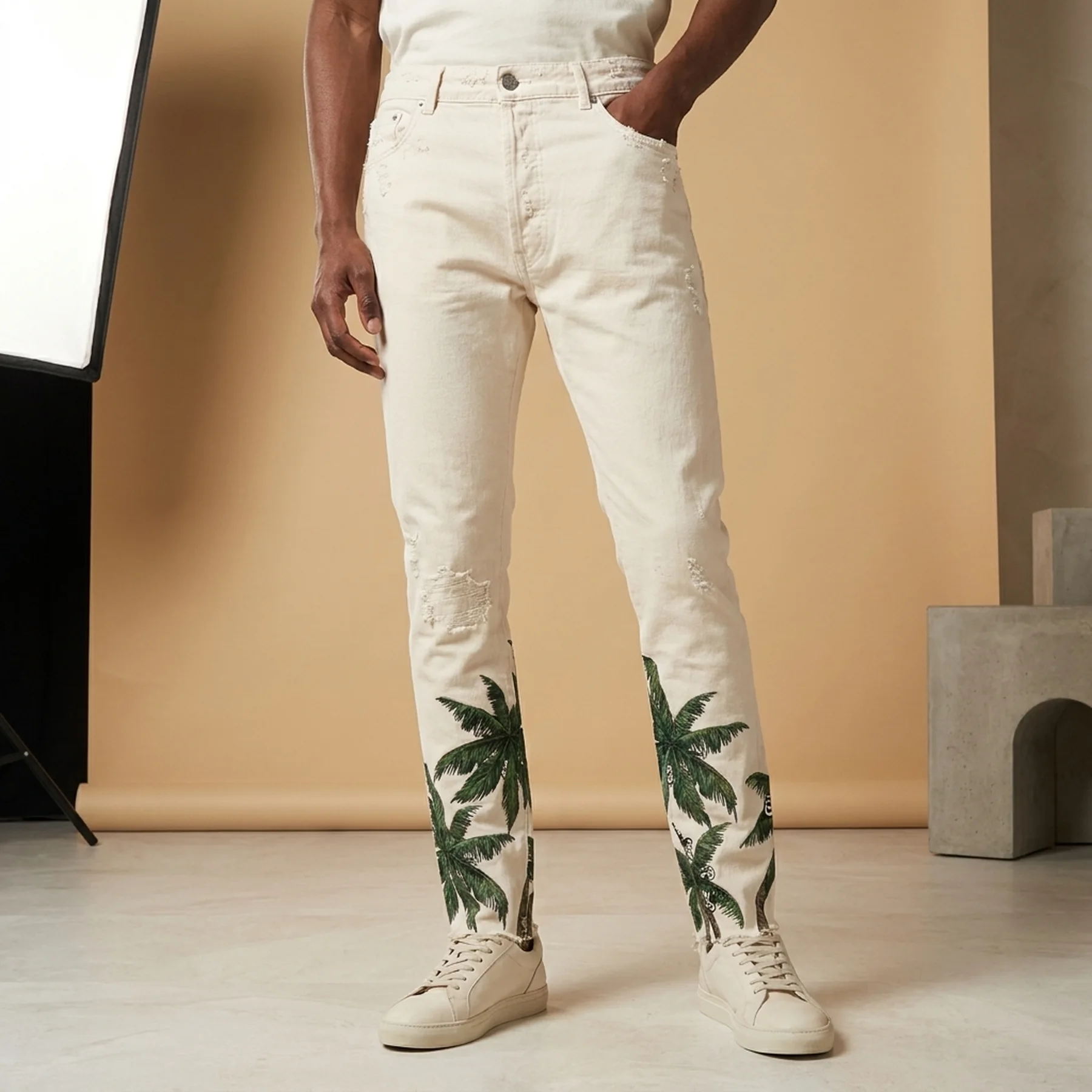 Брюки чоловічі Palm Angels Palm Printed Distressed Jeans (PMYA033S23DEN014-0355)