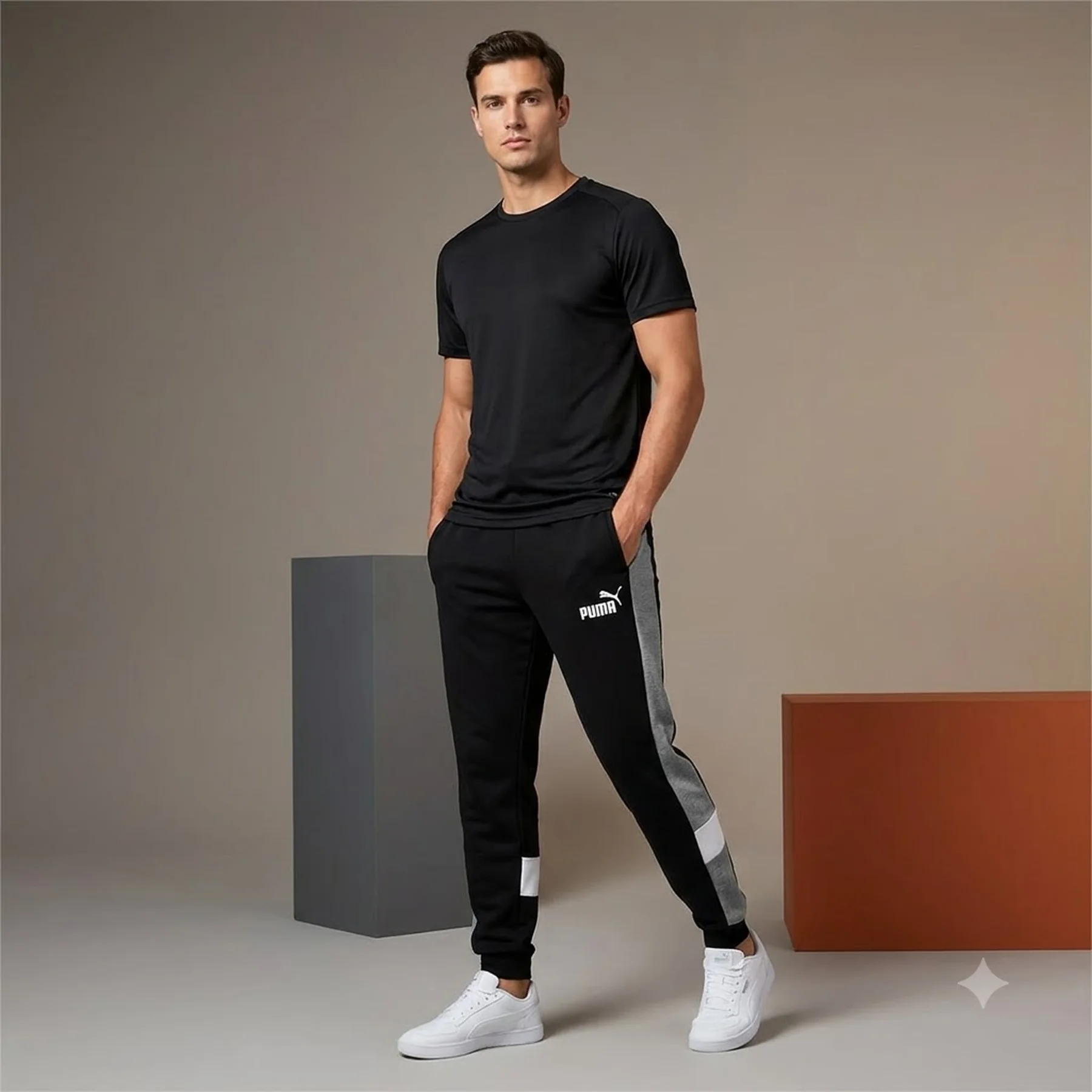 Брюки чоловічі Puma Essentials+ Colorblock Black (670169-01)