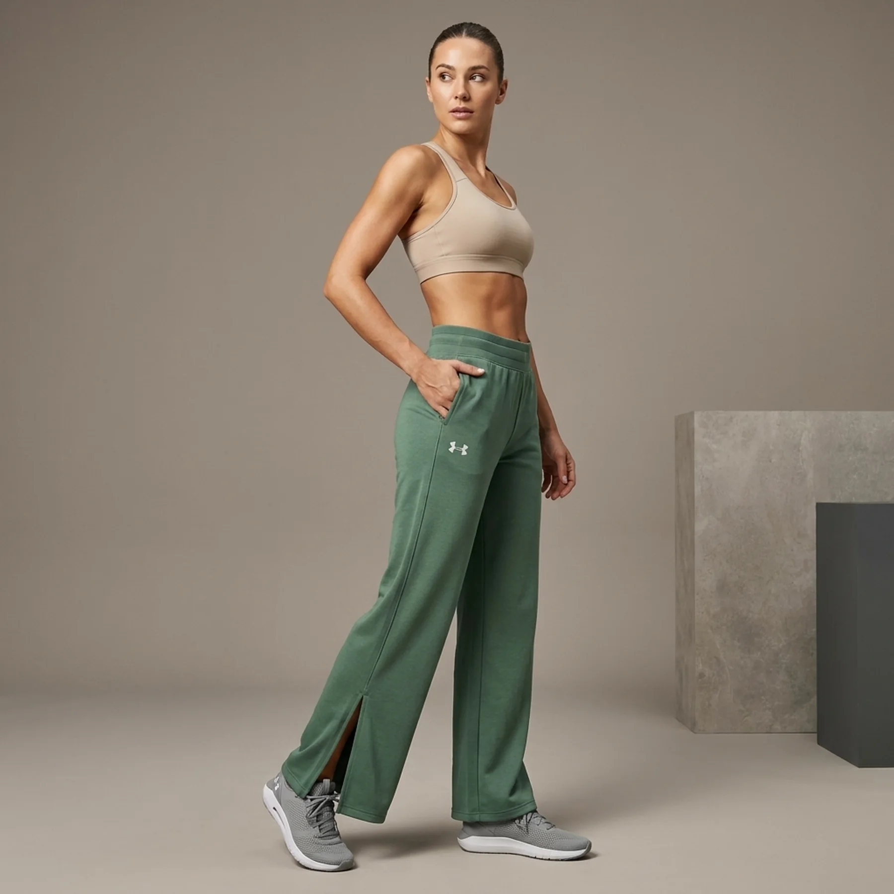 Брюки жіночі Under Armour Rival Wide Leg Pant Green (1386453-348)