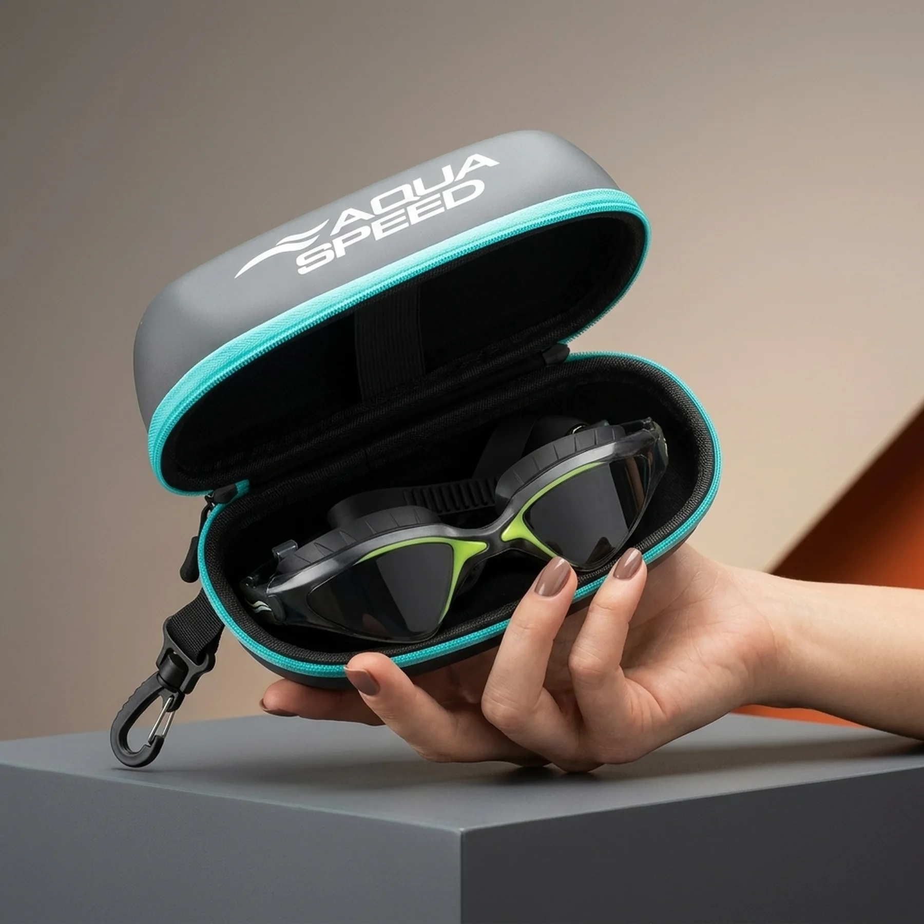 Чохол для окулярів Aqua Speed Goggle Case 62948 чорний, бірюзовий Уні One Size