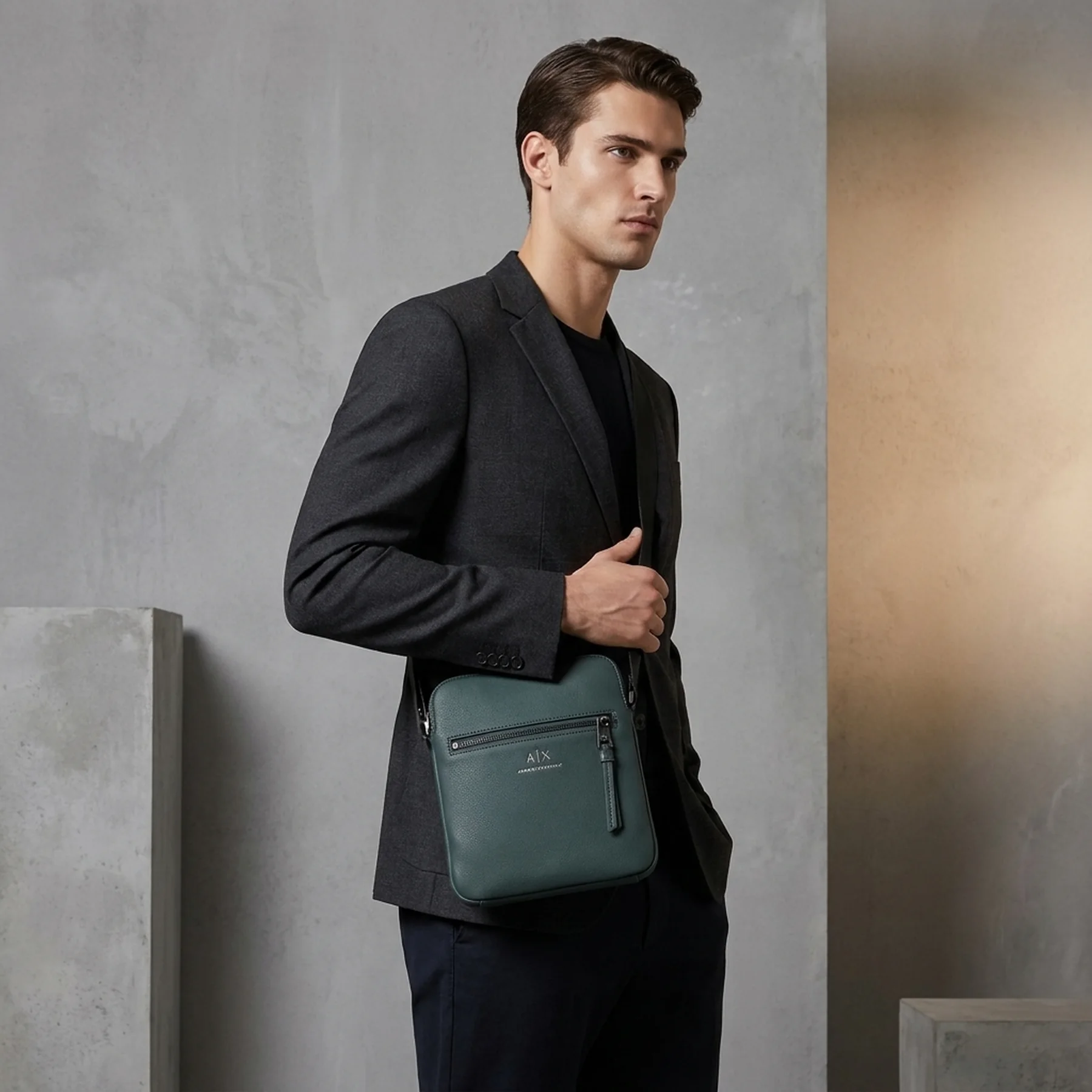 Чоловіча сумка Armani Exchange через плече 1159812619 (Зелений, One size)