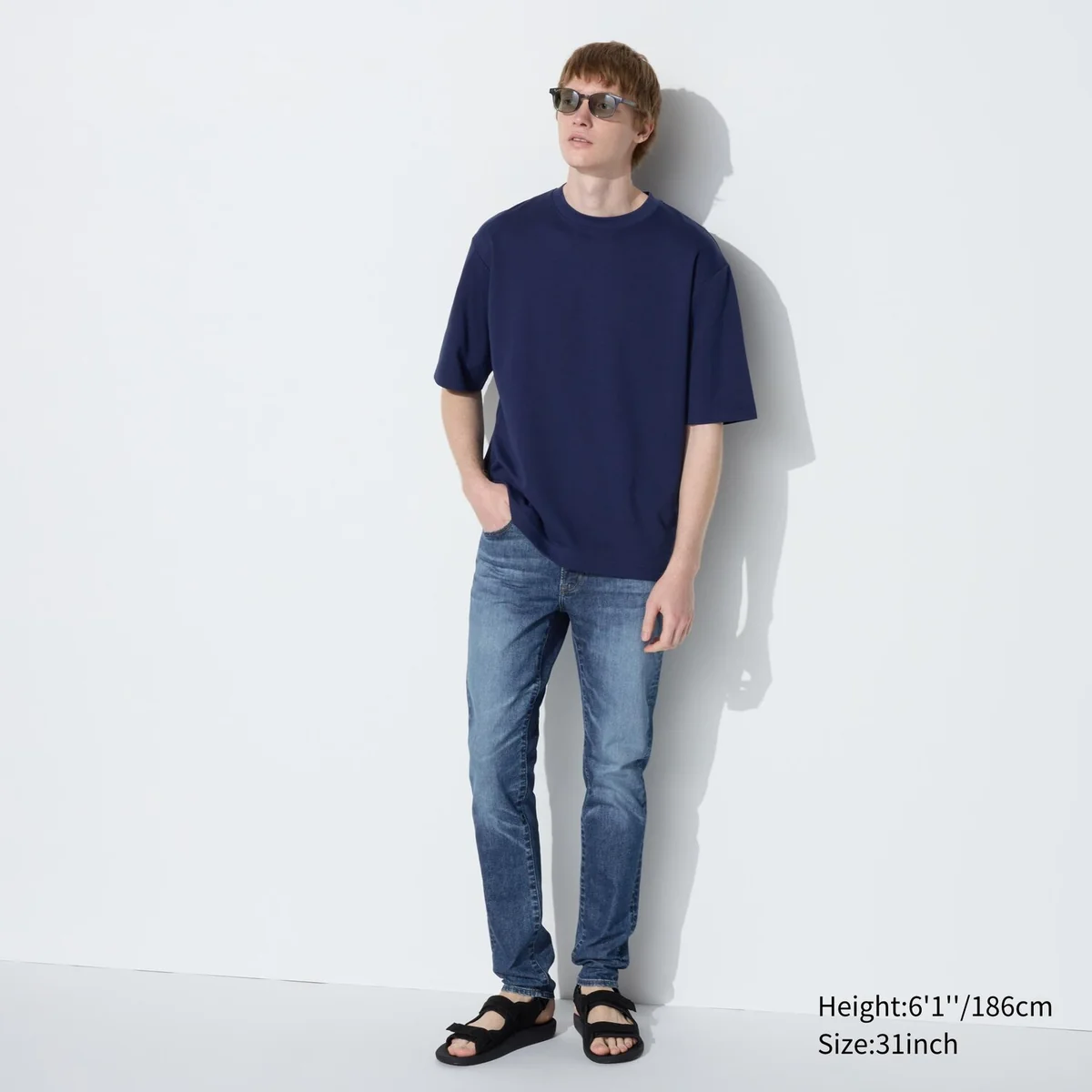 Чоловічі джинси Skinny UNIQLO 1159814805 (Білий/синій 35W 34L)
