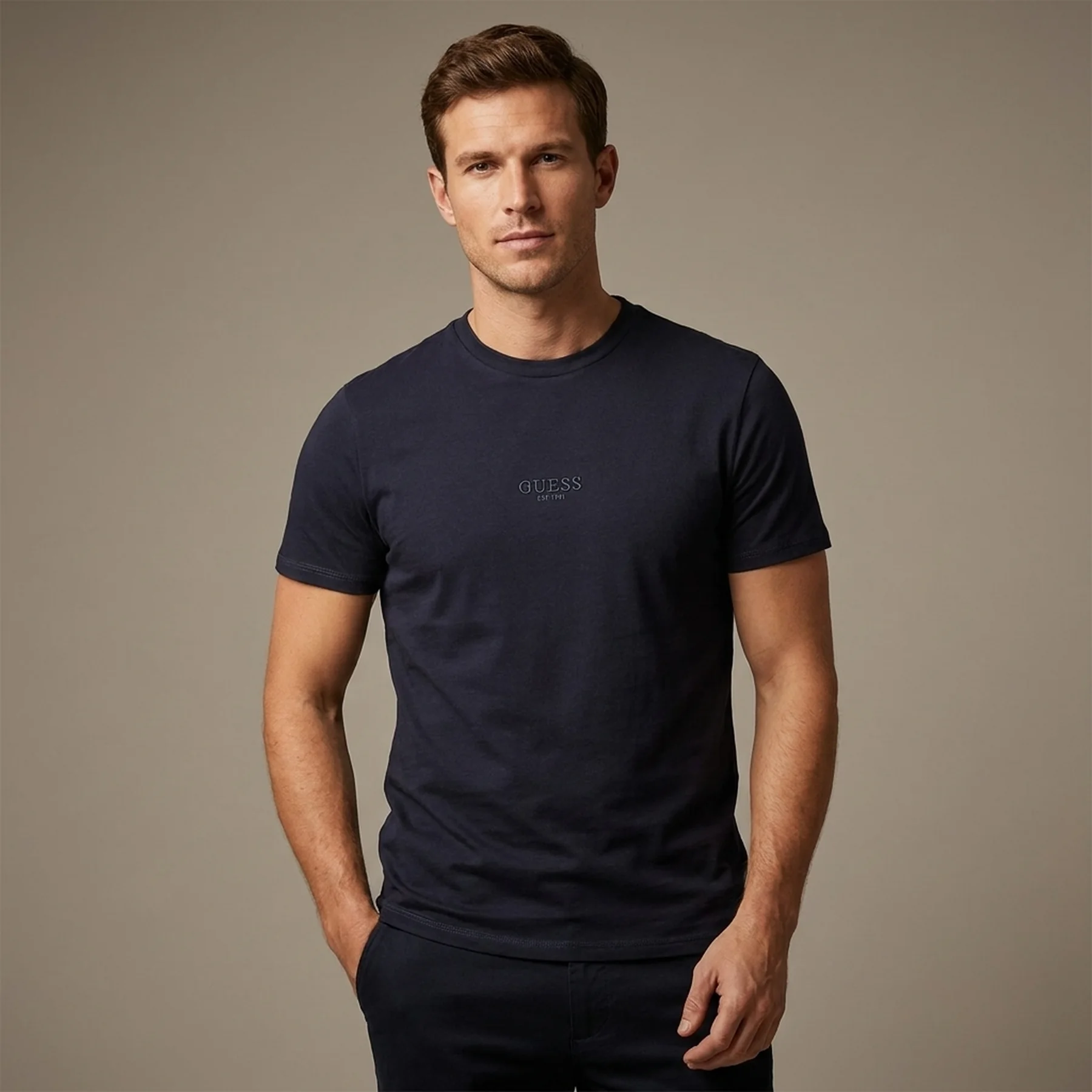 Чоловічі футболки Guess з логотипом 1159808918 (Синій, XL)