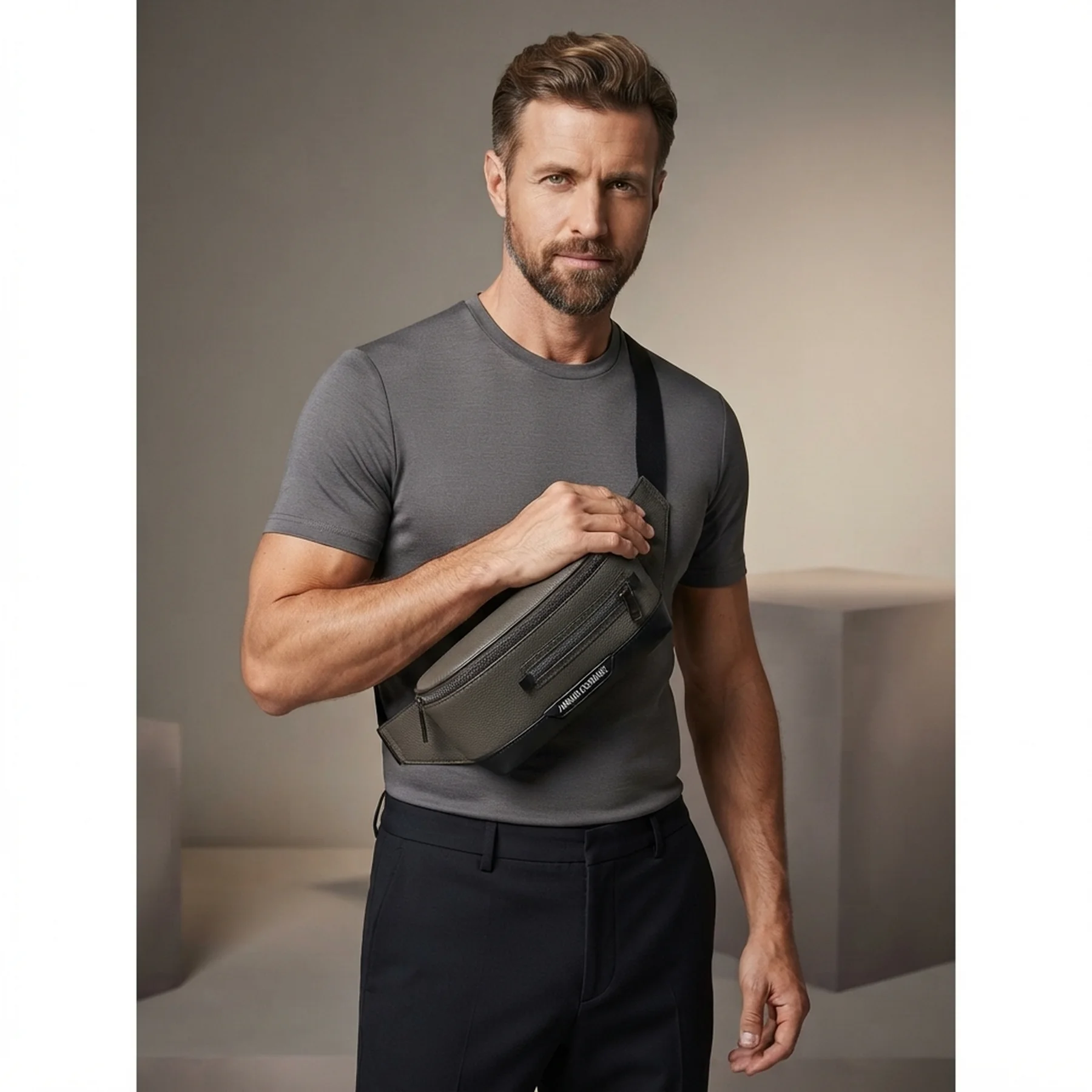 Чоловічі поясні сумки Armani Exchange 1159832215 (Сірий One size)