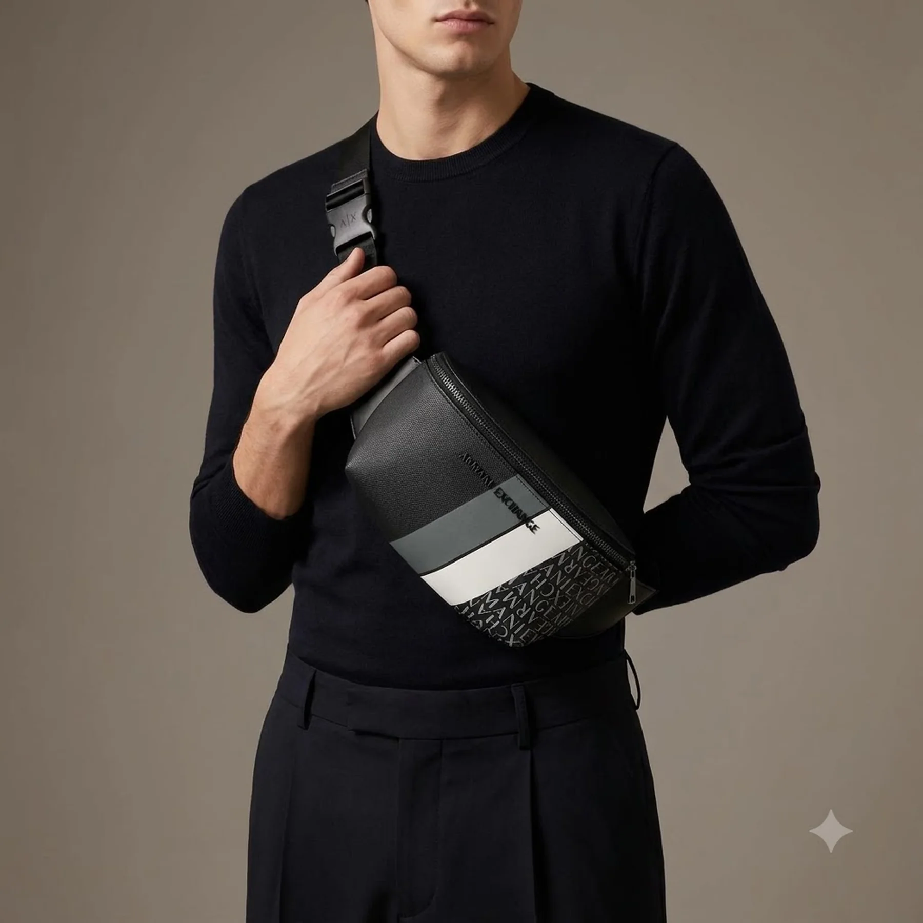 Чоловічі поясні сумки Armani Exchange 1159833536 (Чорний One size)