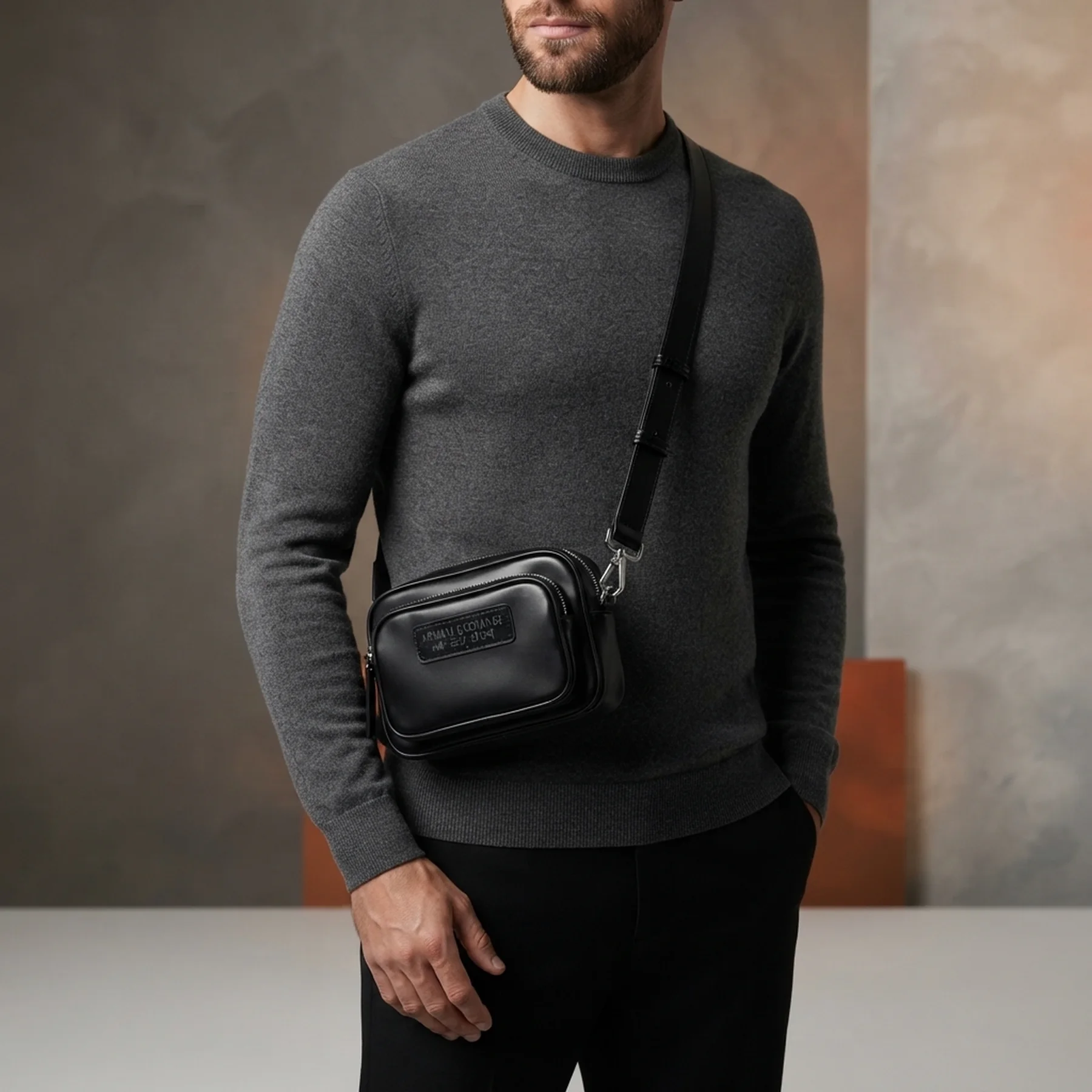 Чоловічі сумки Armani Exchange через плече 1159838736 (Чорний One size)