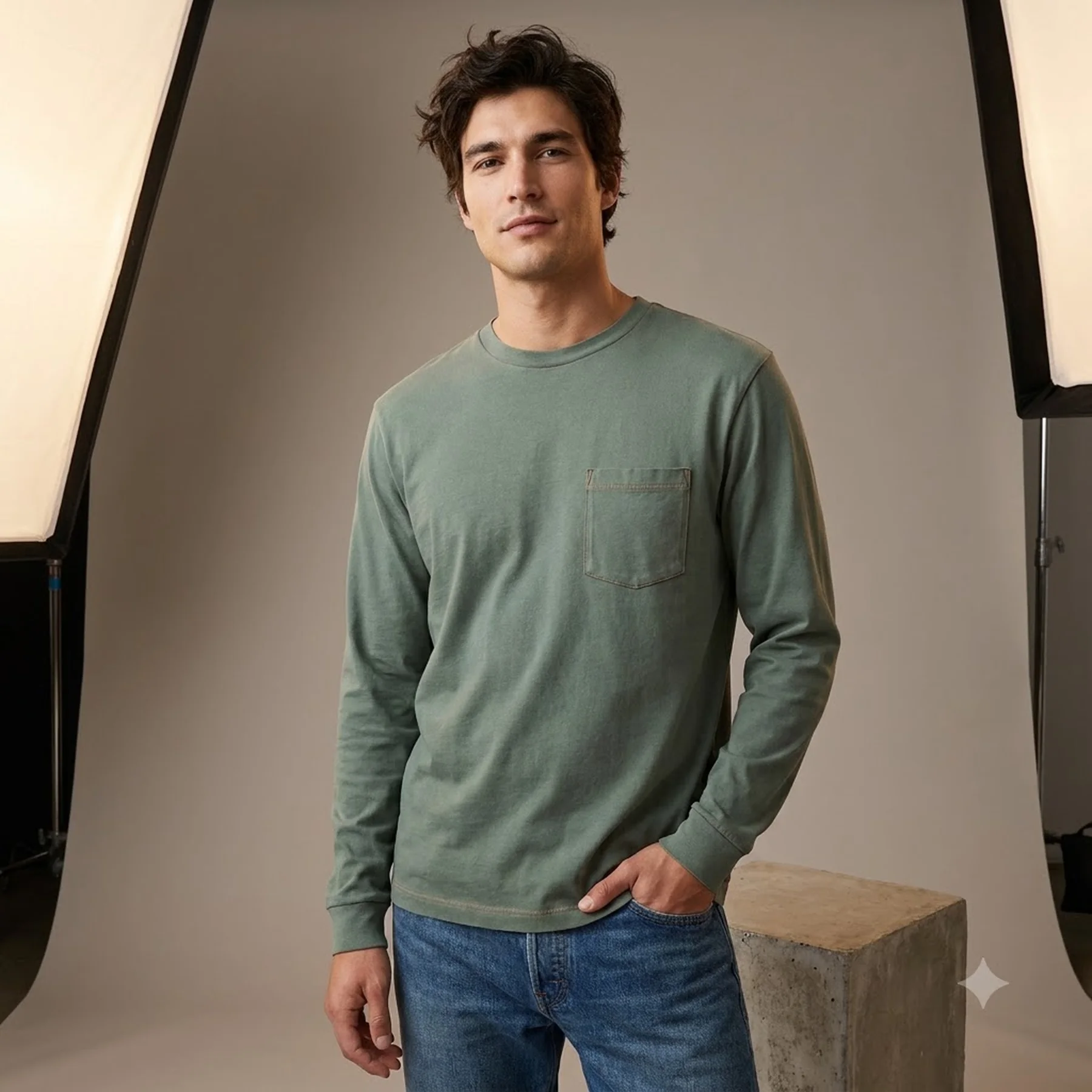Чоловічий лонгслів GAP 1159846210 (Зелений 3XL)