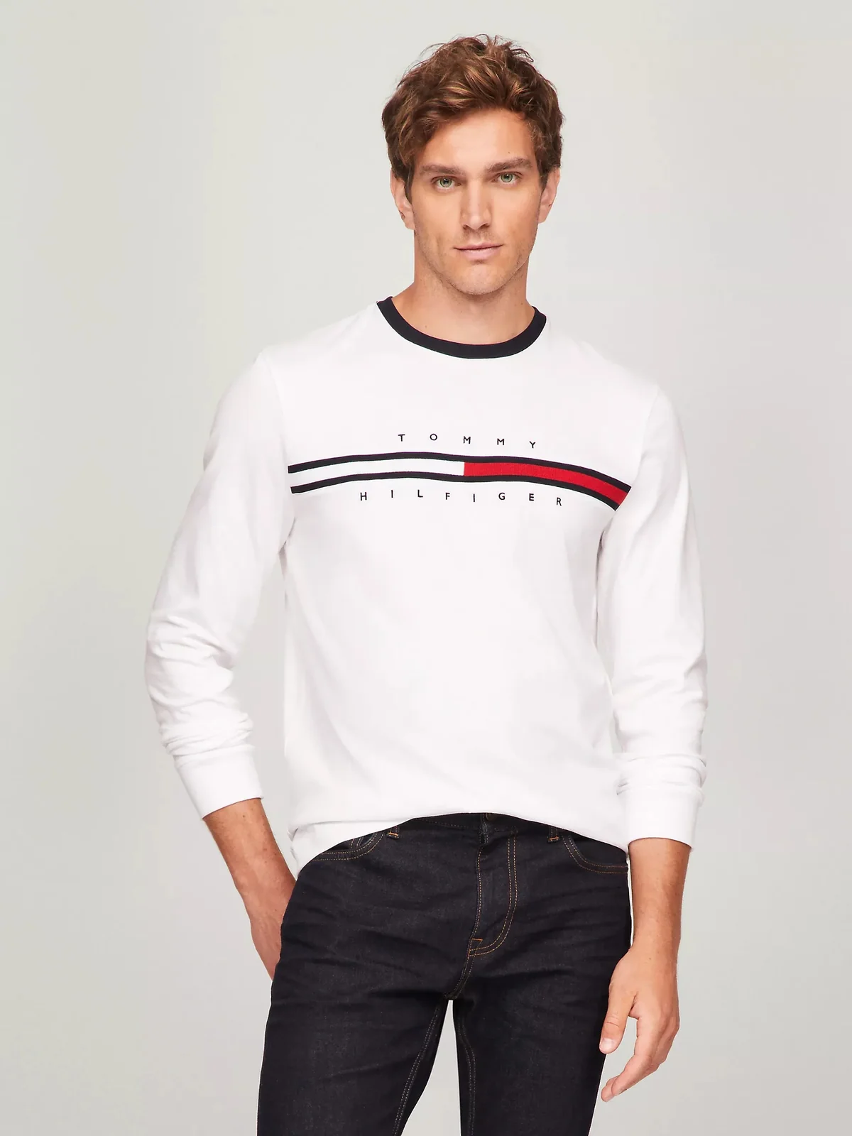 Чоловічий лонгслів Tommy Hilfiger кофта з логотипом 1159833177 (Білий XXL)