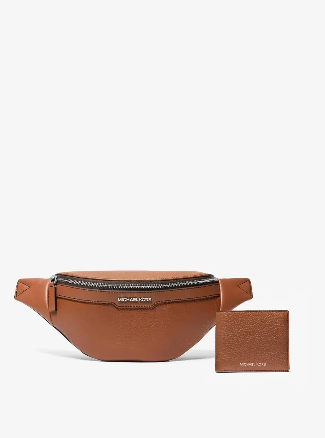 Чоловічий шкіряний комплект Cooper Michael Kors поясна сумка та гаманець 1159845238 Коричневий — Сумки