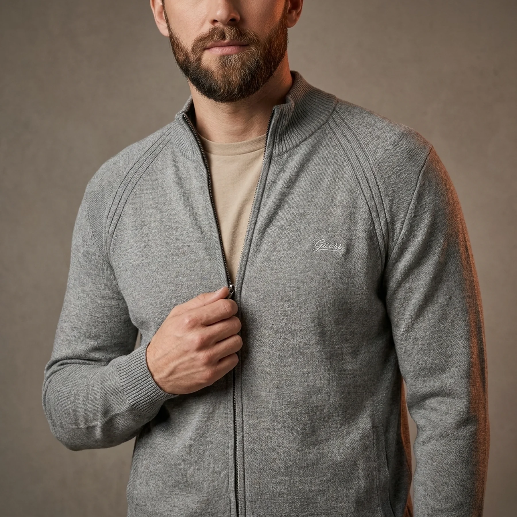Чоловічий светр GUESS на блискавці 1159795037 (Сірий, L)