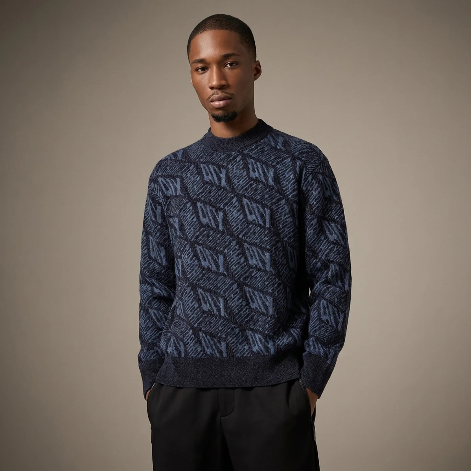Чоловічий трикотажний светр Armani Exchange з логотипом 1159834577 (Синій M)