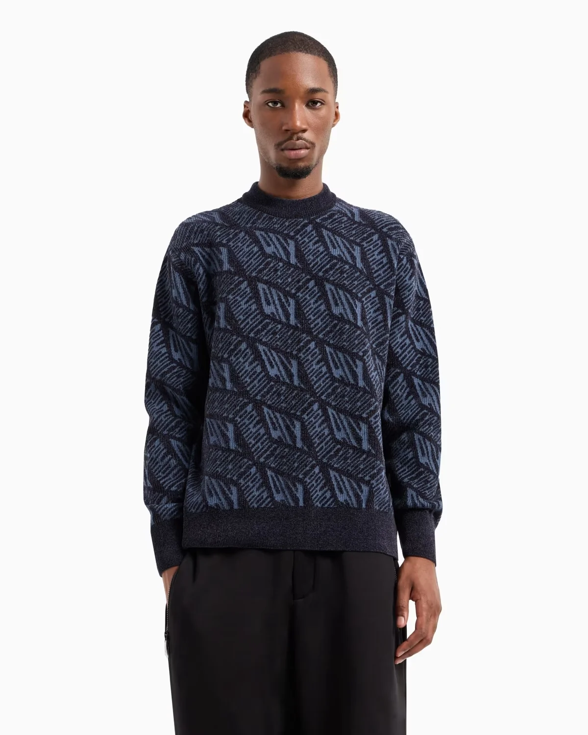 Чоловічий трикотажний светр Armani Exchange з логотипом 1159834577 (Синій M)