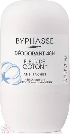 Дезодорант роликовий Byphasse Roll-on deodorant 48h 50 мл Бавовняна квітка