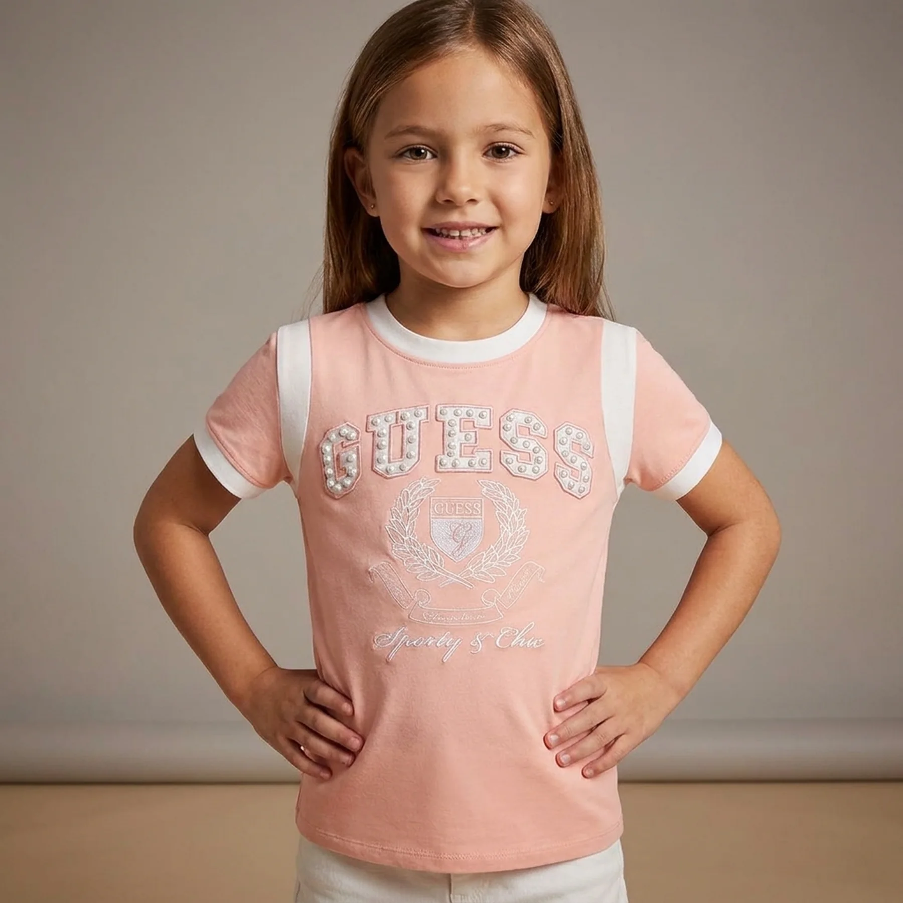 Дитяча футболка Guess з логотипом 1159837444 (Рожевий 8)