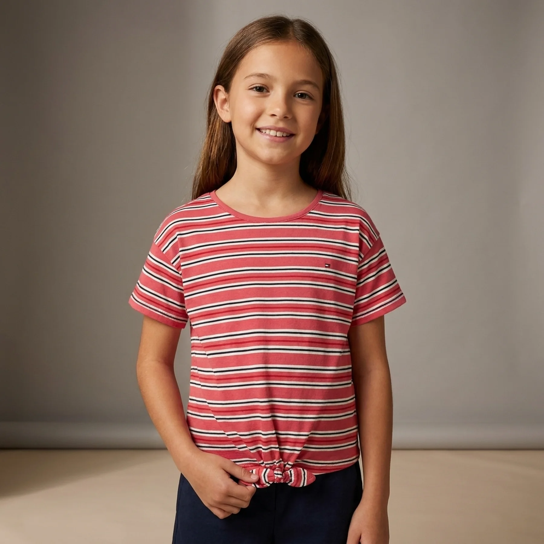 Дитяча футболка Tommy Hilfiger у смужку з вузлом 1159818485