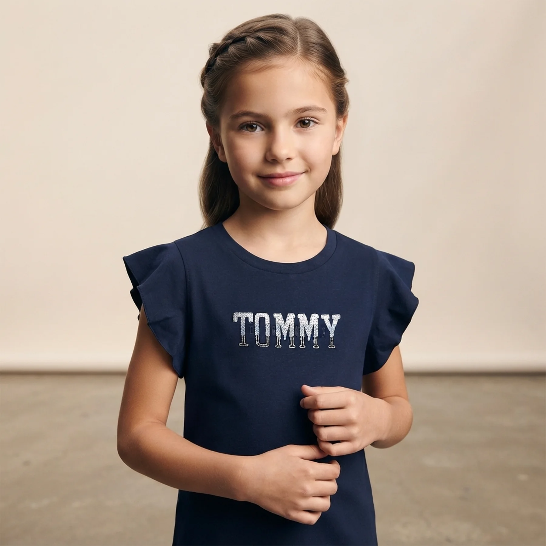 Дитяча футболка Tommy Hilfiger з логотипом з паєток 1159843124