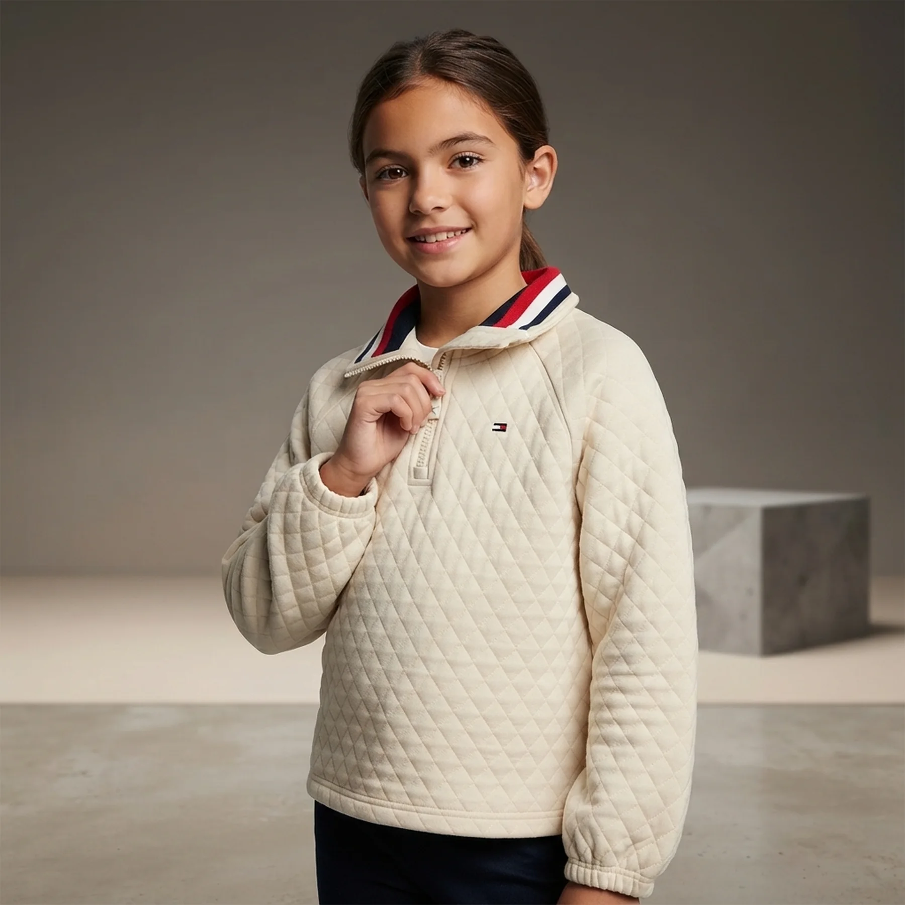 Дитяча стьобана толстовка Tommy Hilfiger на напівблискавці 1159840631