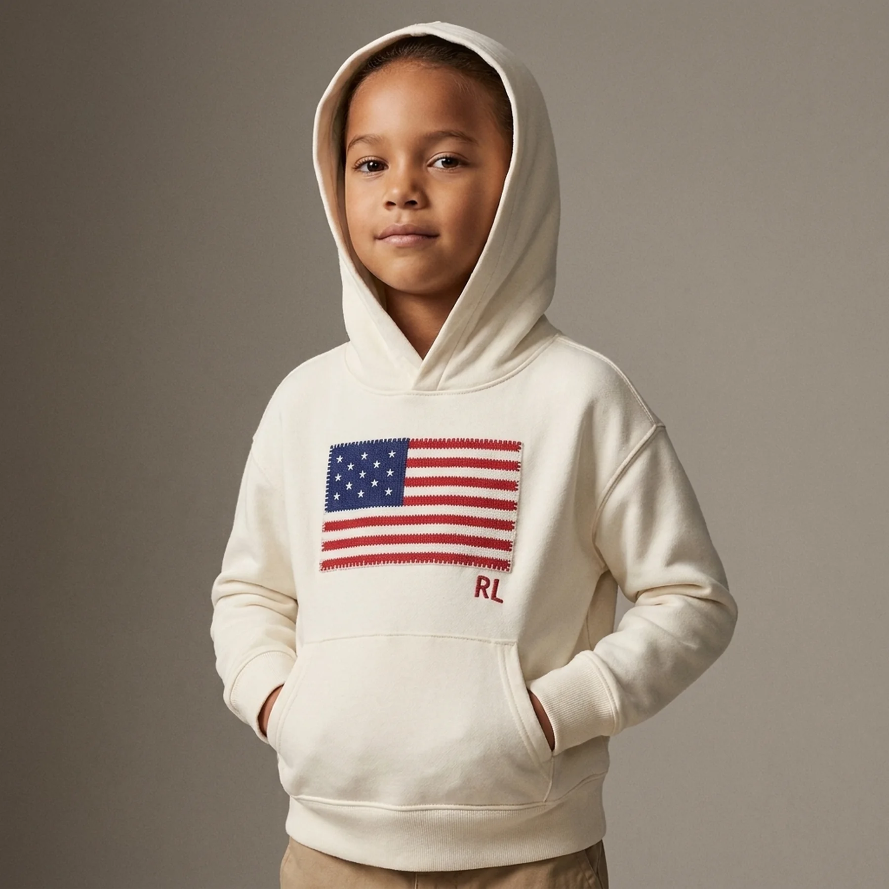 Дитяче худі Polo Ralph Lauren White w. Flag