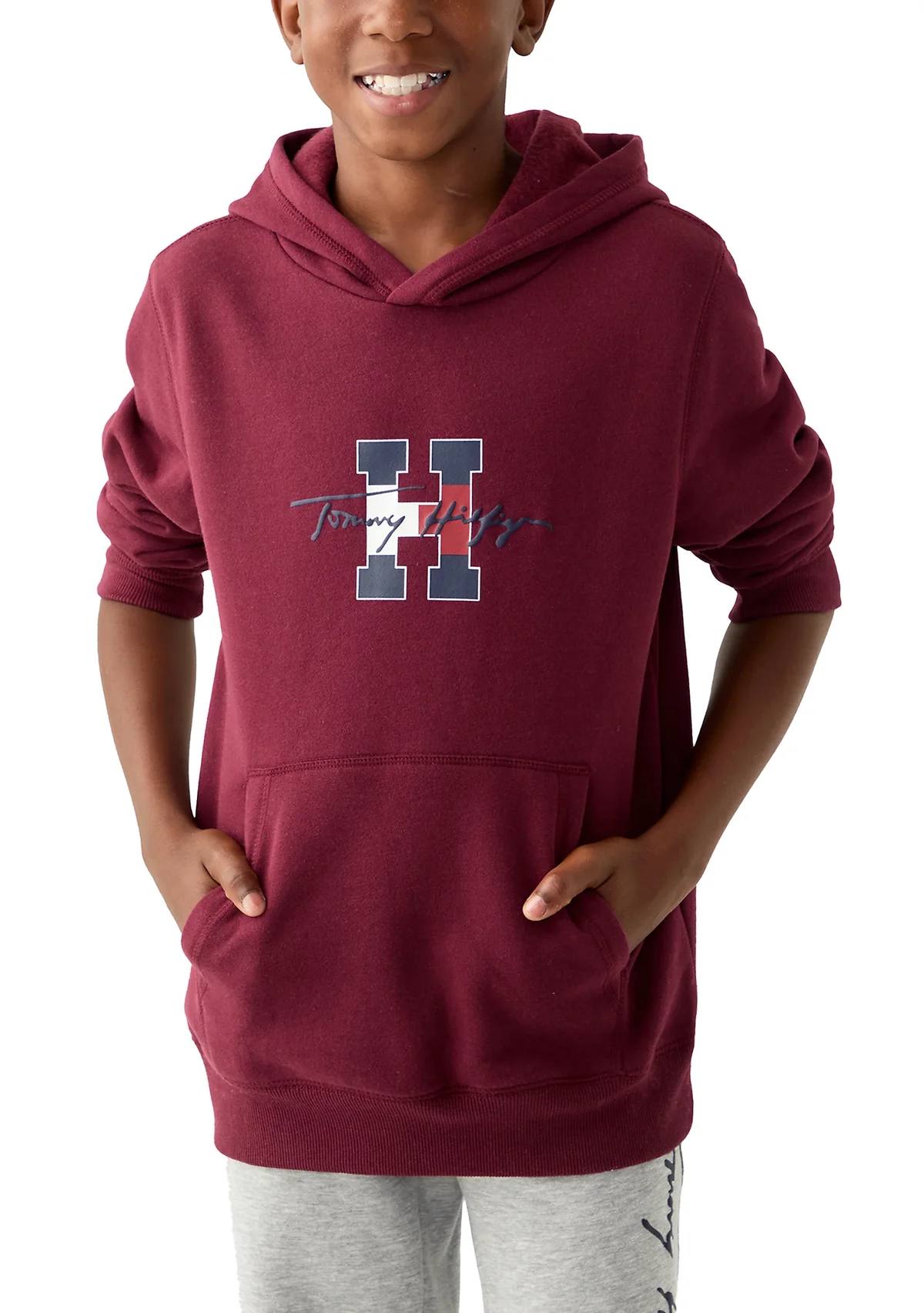 Дитяче худий на флісі Tommy Hilfiger з логотипом 1159842557 (Бордовий S)