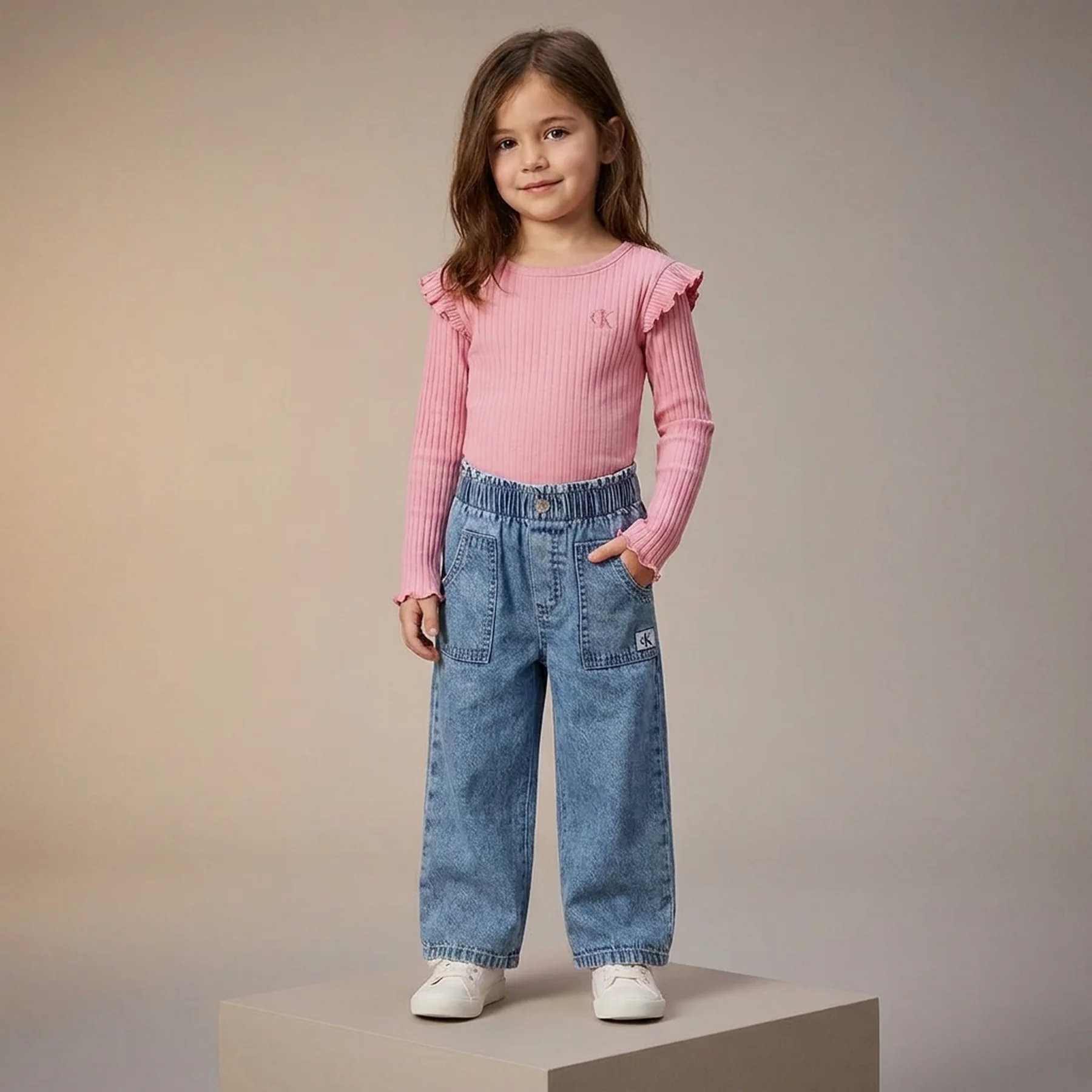 Дитячий комплект Calvin Klein лонгслів та джинси 1159824324