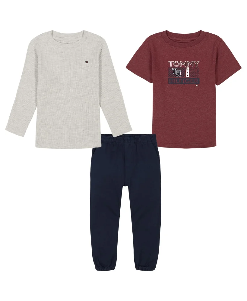 Дитячий комплект Tommy Hilfiger футболка, лонгслів та штани 1159824120
