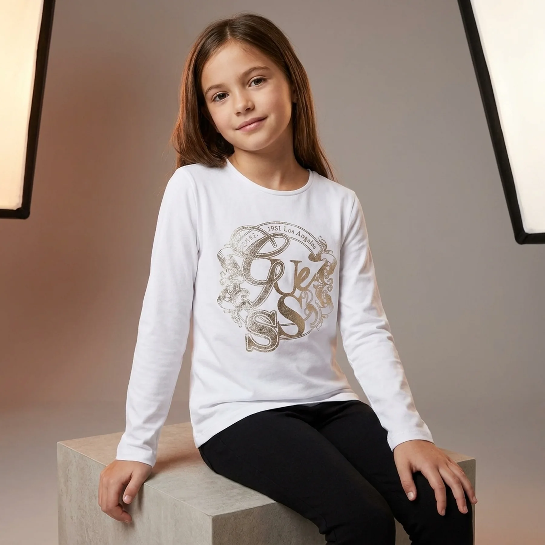 Дитячий лонгслів GUESS з принтом 1159831454 (Білий 8)