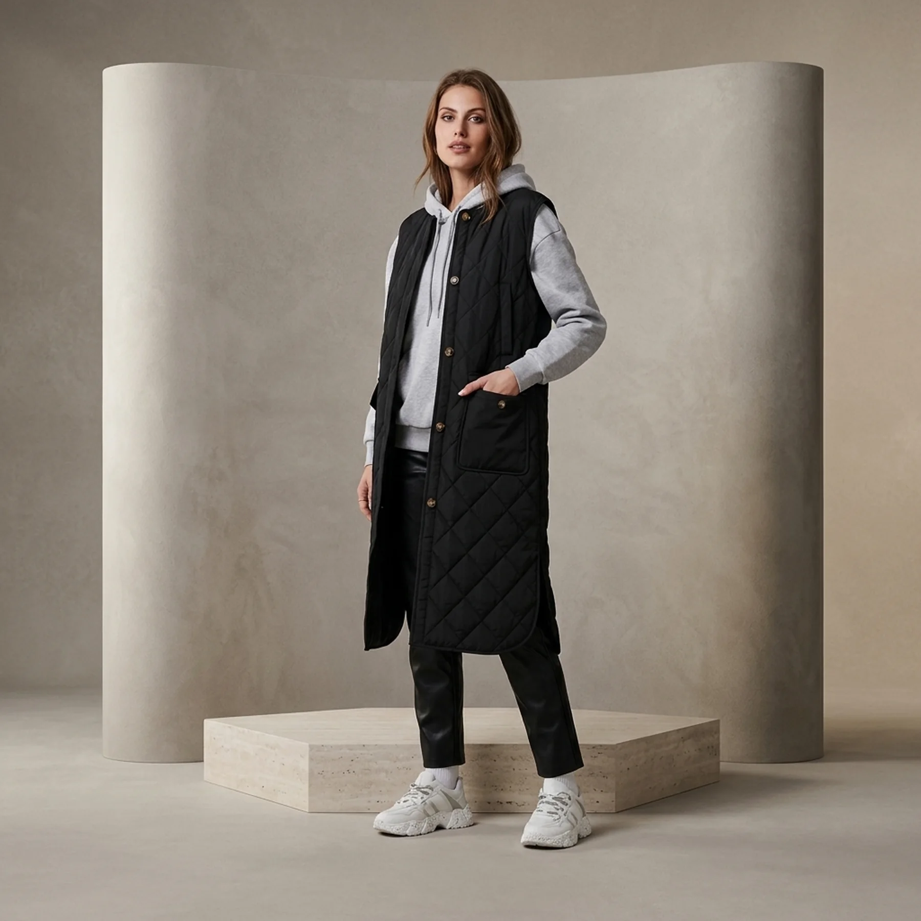 Довгий жилет ONLNAYRA S/L LONG QUILT VEST CC PNT 15234787-Black ONLY S Чорний