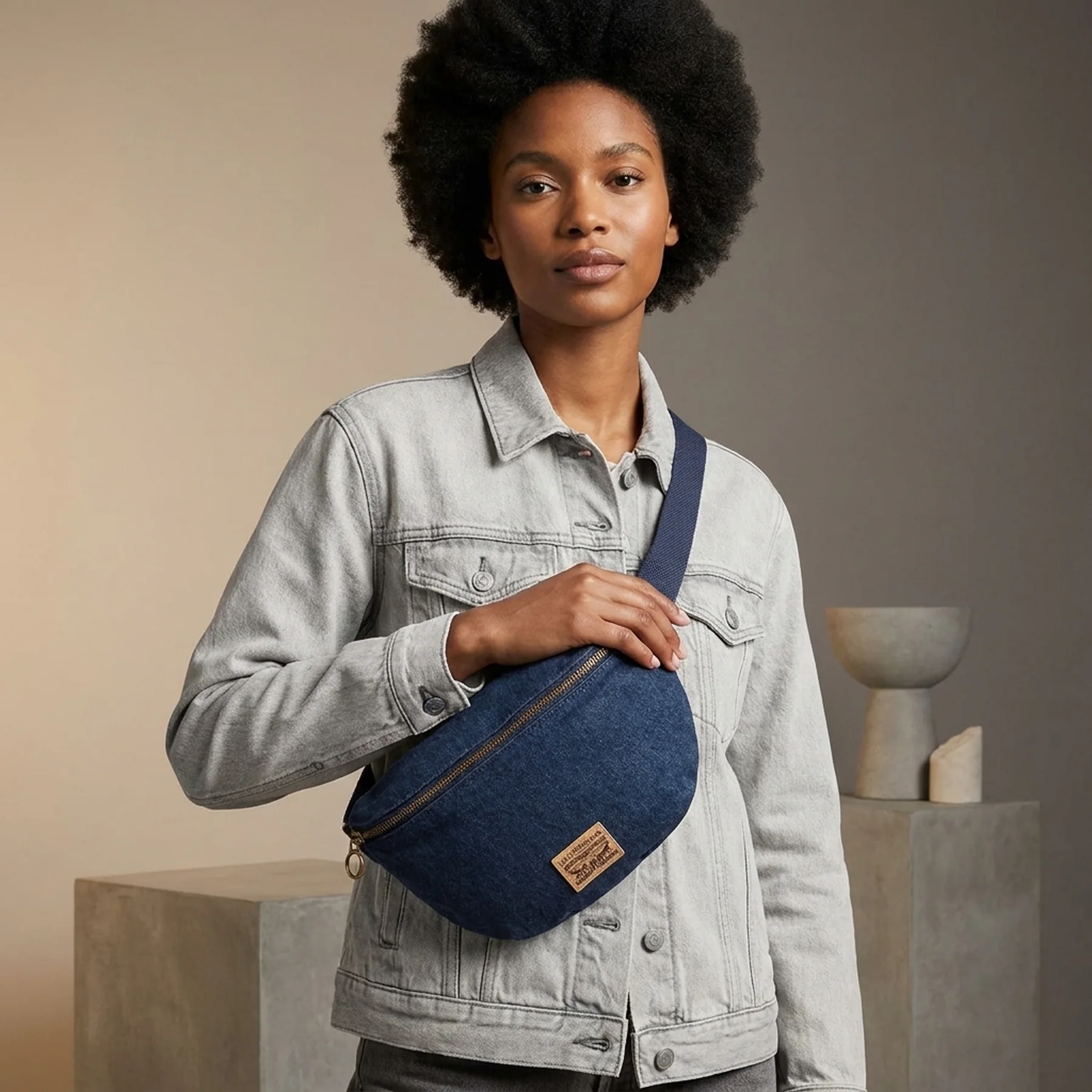 Джинсова поясна сумка Levi's бананка слінг 1159857207 Синій