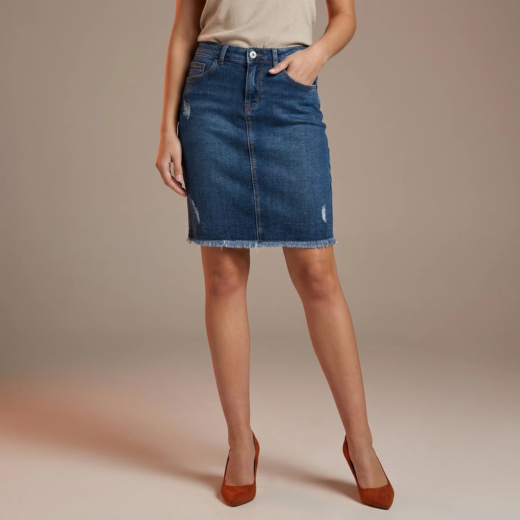 Джинсова спідниця ONLELIZA LIFE REG RAWEDGE SKIRT 08 NOOS 15159611 Medium Blue Denim ONLY 34 Синій