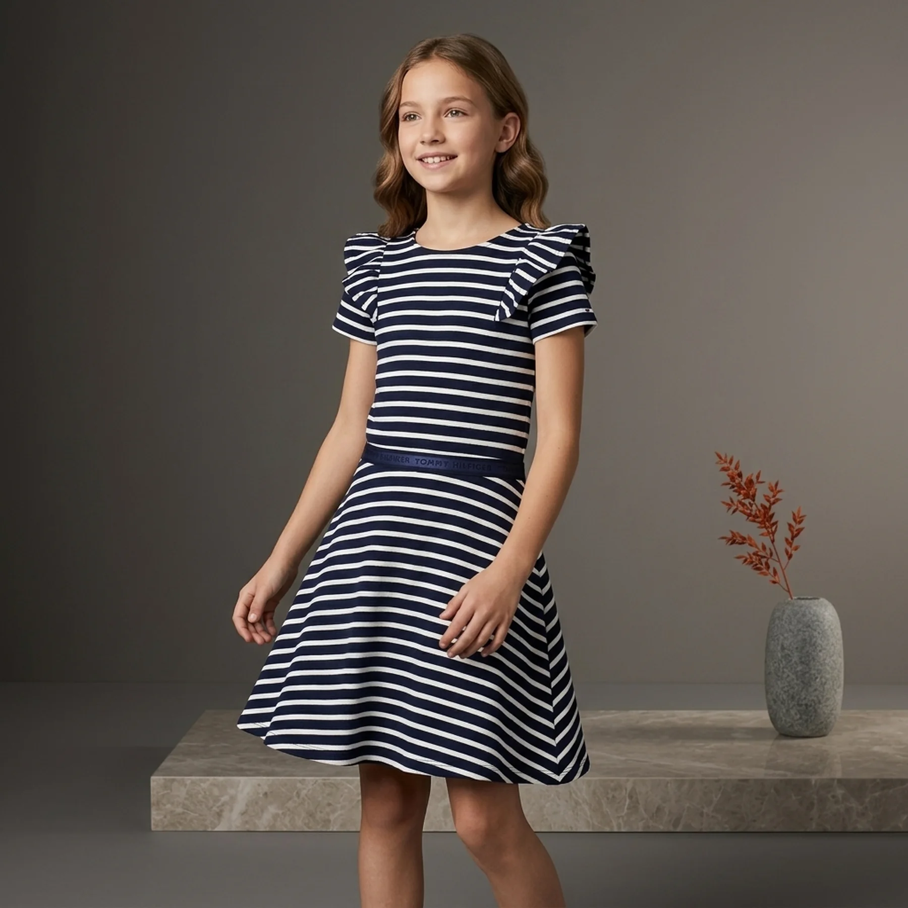 Еластична дитяча сукня Tommy Hilfiger в смужку 1159839471 (Синій/Білий M)