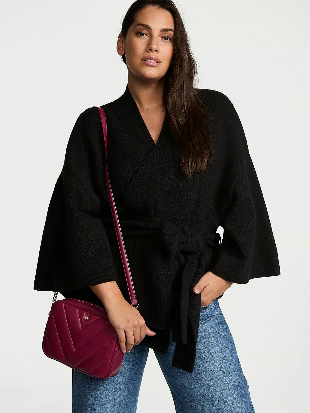 Елегантна жіноча сумка Victoria's Secret кроссбоді на блискавці 1159824090 (Бордовий One Size)